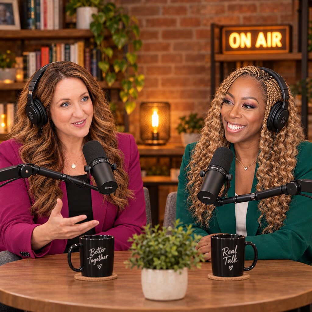 Practice Perfect — Jennifer McNamara and Maya Turner recording at the mics